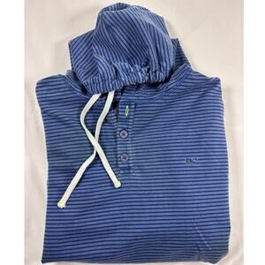 Men's Striped Vineyard Vines Lightweight Blue/Light Blue Sweatshirt Blue Size XL